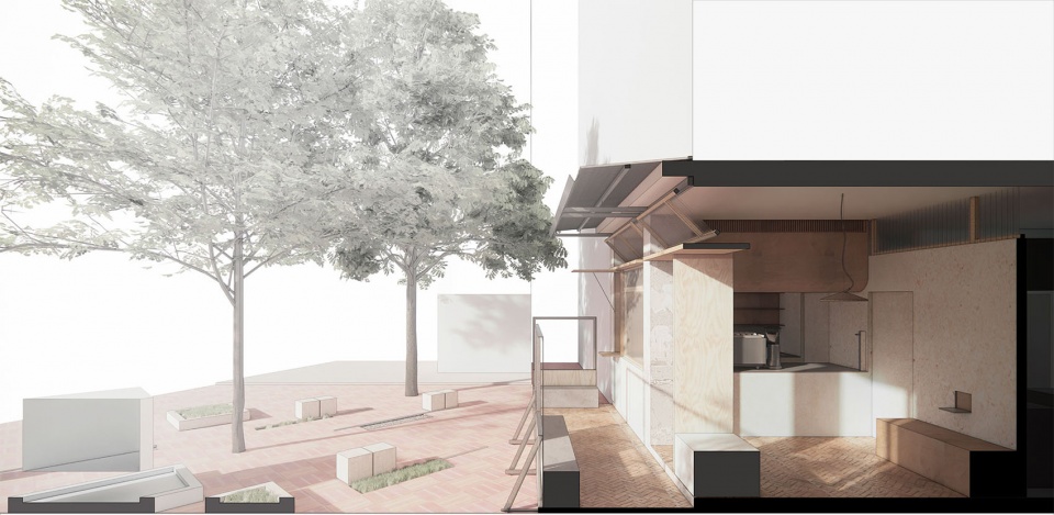 剖透视图 ©口口建筑 afternoon v bakery by atelier oo