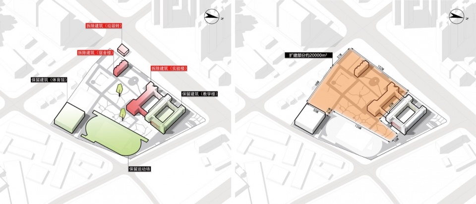 图2 项目改扩建概况 shenzhen pingshan keyuan experiment school by cmad architects