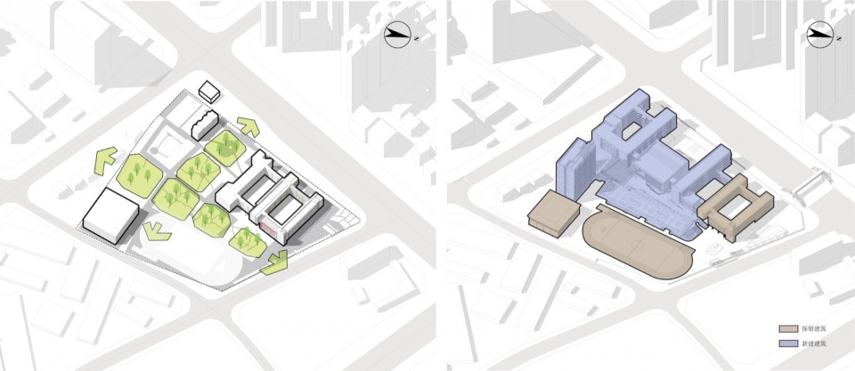 图6 十字共享轴脉络 shenzhen pingshan keyuan experiment school by cmad architects