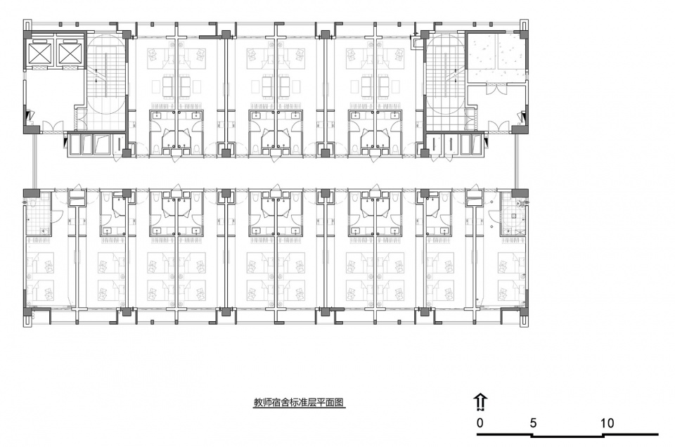 教师宿舍标准层平面图 shenzhen pingshan keyuan experiment school by cmad architects
