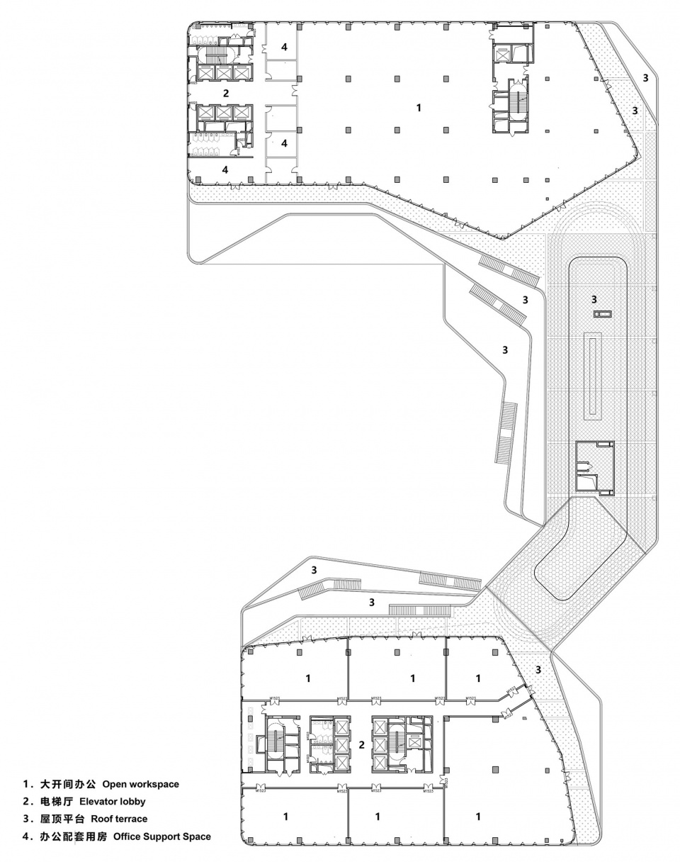 四层平面图Fourth floor plan zhejiang daily digital culture industrial park by uad