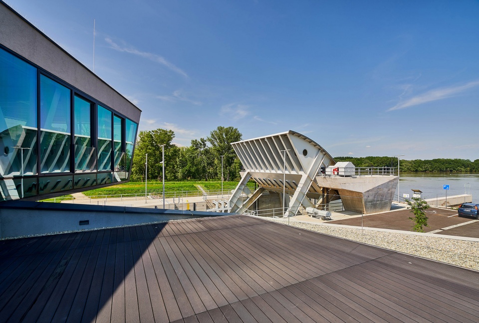 The Mosoni Danube Flood gate Control Building by TeRHaLoZAT