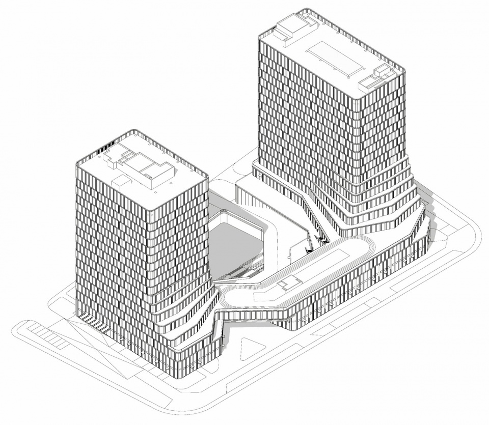 轴测图model zhejiang daily digital culture industrial park by uad