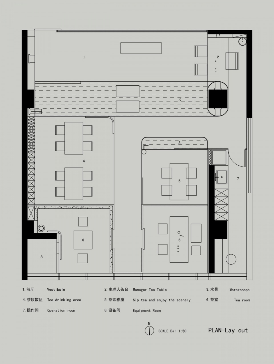 平面方案 lan er tearoom by tong yu architectural space design