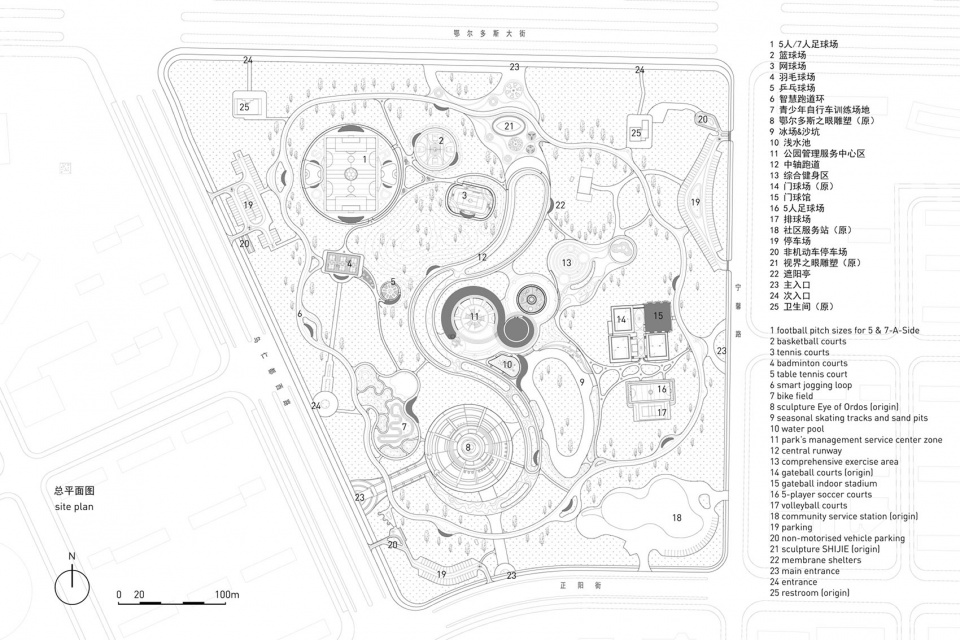 总平面图©PLAT ASIA ordos smart sports park by plat asia