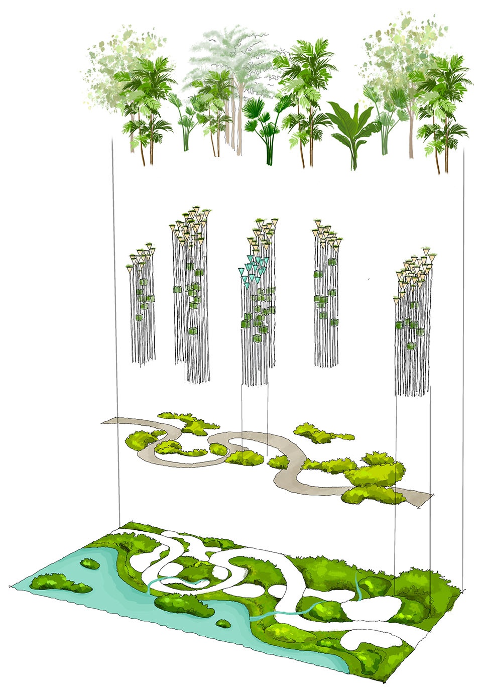 爆炸分析图 © YiXiang Studio Exploded view drawing of the garden © YiXiang Studio 拷贝