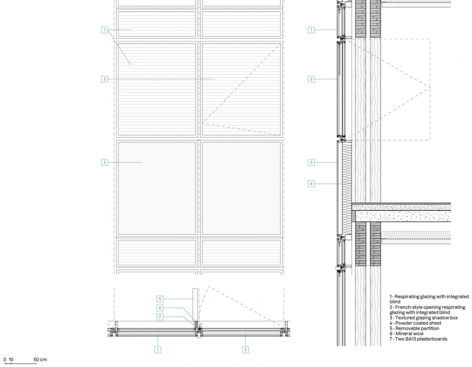 Atelier du Pont Bienvenue Detail triple glazing facade