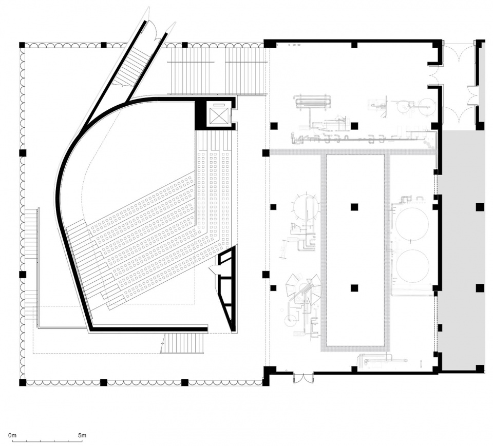 D1多功能厅及D2常设展厅首层平面图 Bldg. D1 L1 auditorium and D2 permanent exhibition hall plan ©Studio 10
