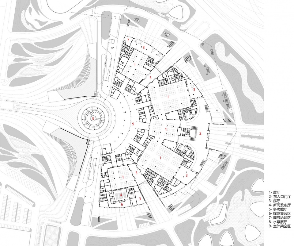 ▲ IFF国际会议中心一层平面图 1st floor plan of IFF Convention Center@TJAD