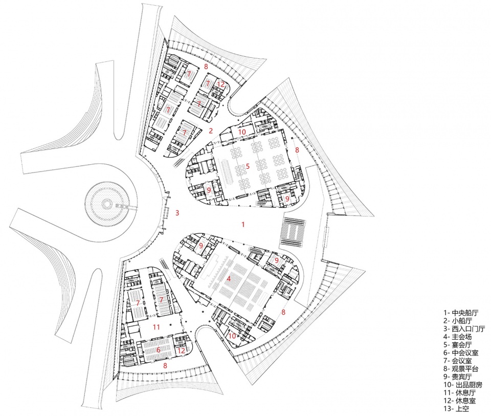 ▲ IFF国际会议中心二层平面图 2nd floor plan of IFF Convention Center@TJAD