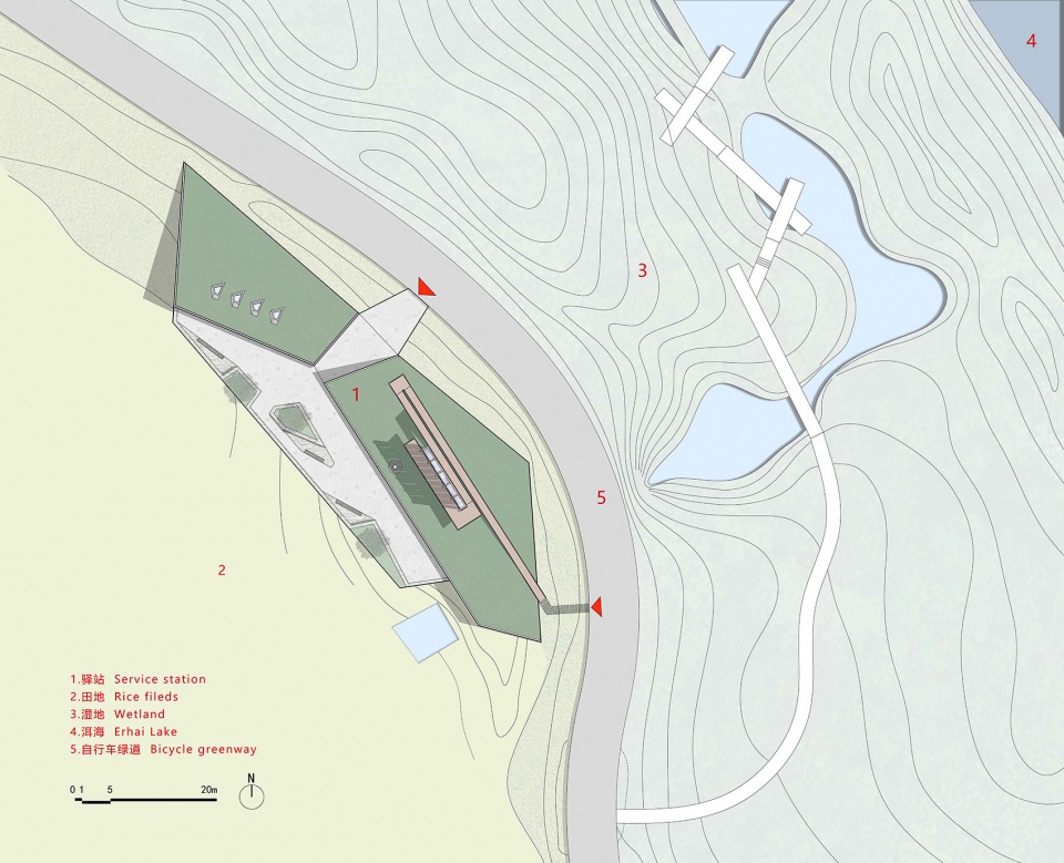 总平面图 Site plan©三文建筑 拷贝 service station of the ecological corridor around erhai lake