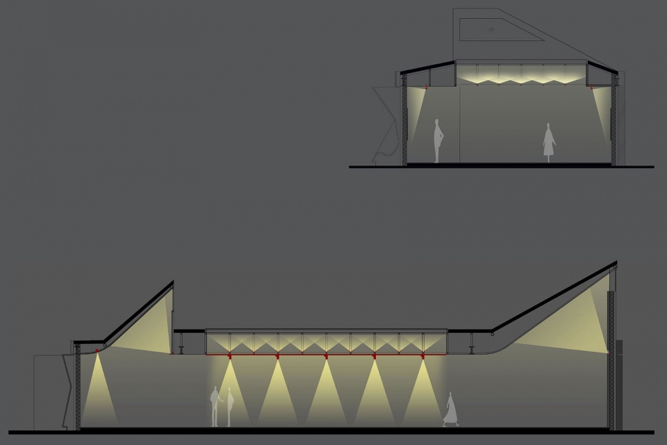 混光照明剖面示意图@清华大学建筑学院张昕工作室 sky light gallery by pao