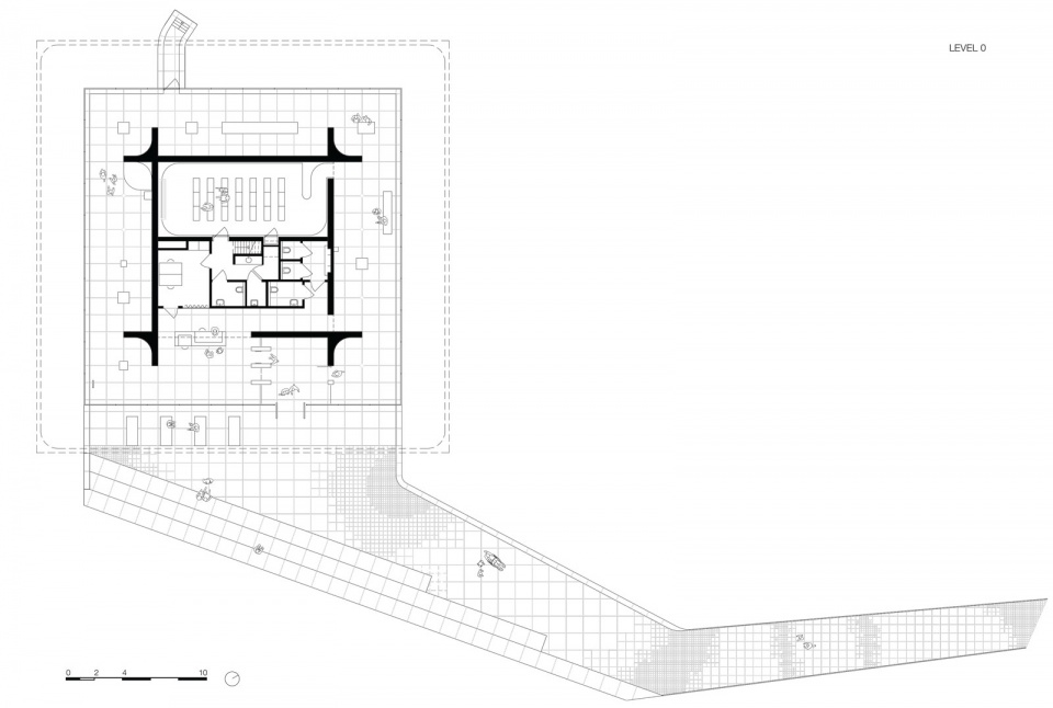 floor plan level 0 Netherlands American Cemetery Visitor Center