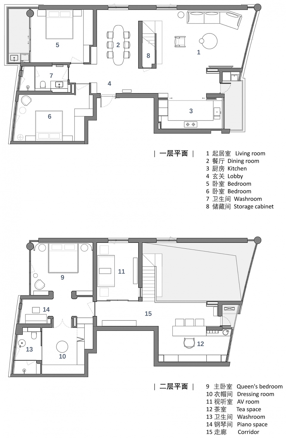 interior design of a duplex apartment on the bund by found architects