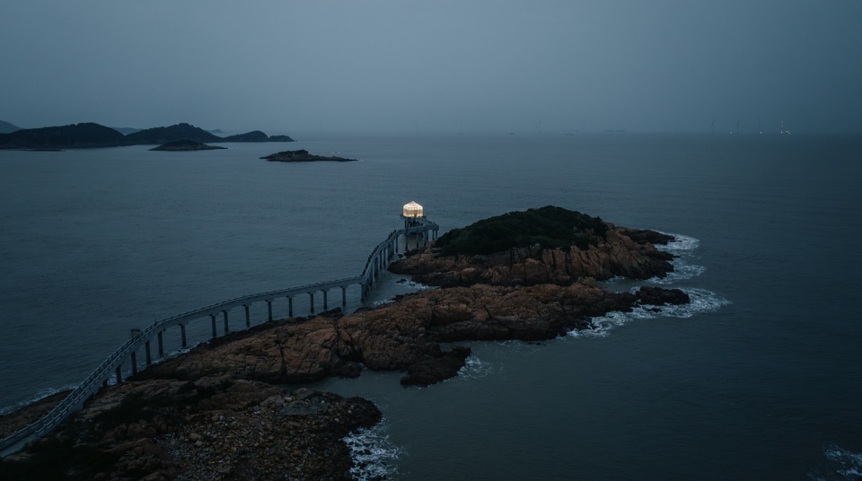 .夜幕下的海中“金贝” youth and the sea xiangshan coastal scenic road theme station
