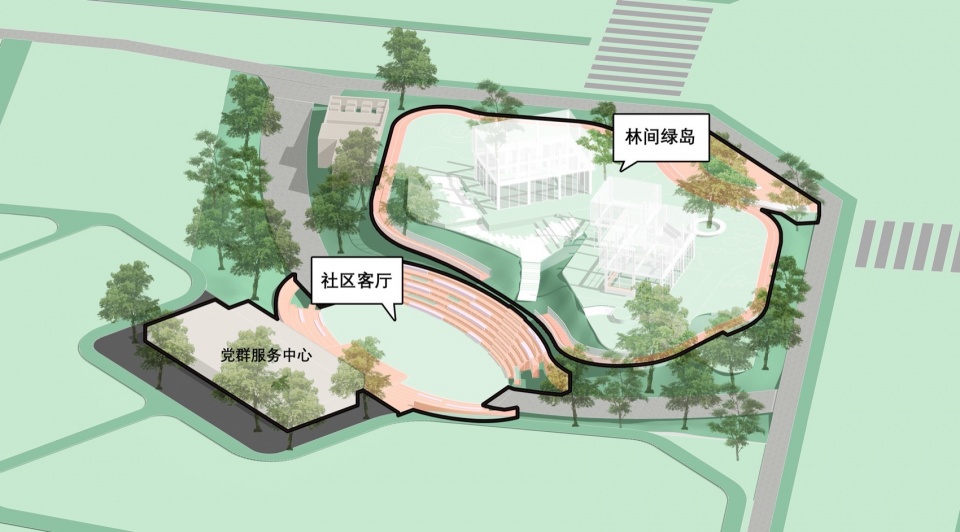 林间绿岛和社区客厅,©LEL DESIGN STUDIO