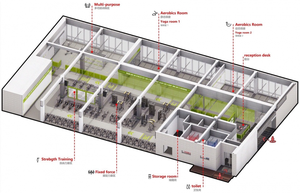 sunpig fitness space design by daga architects
