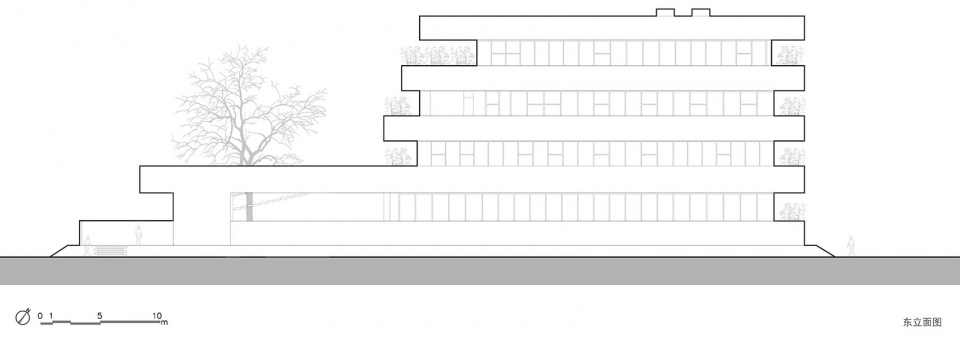 东立面图©RESP enterprise exhibition hall from gardenarts
