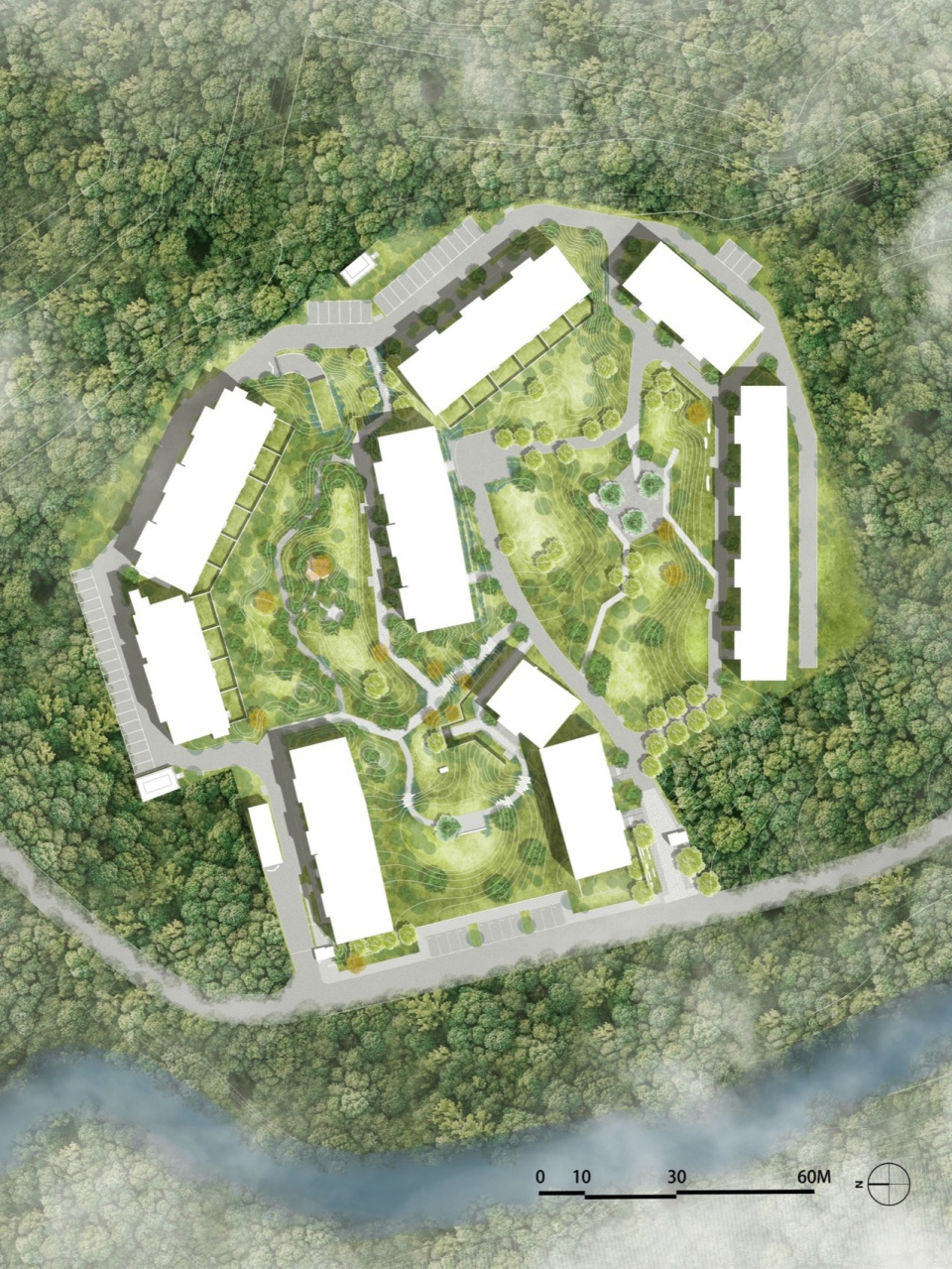 雾灵山一期社区平面图 ©Zscape the first phase of the aranya wuling mountain community landscape