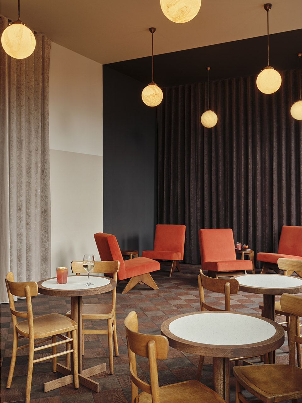 all day brasserie cinema spaces by studio modijefsky