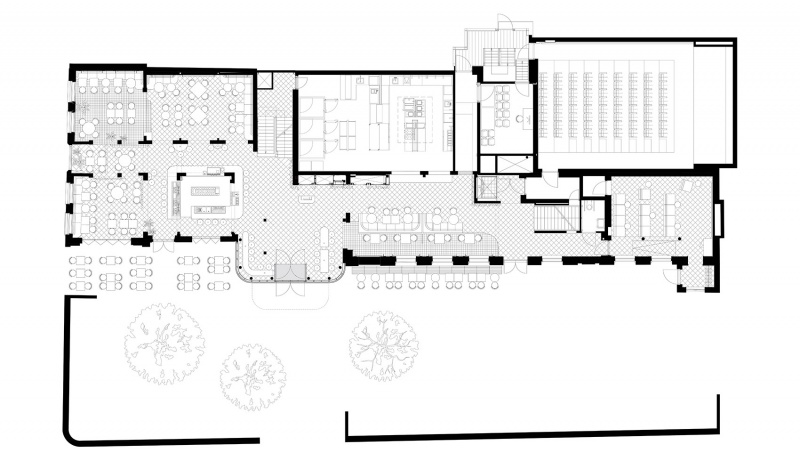 all day brasserie cinema spaces by studio modijefsky