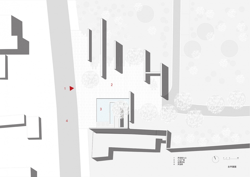 总平面 renovation of peace parks gate 6 entrance on tianbao road by atelier z
