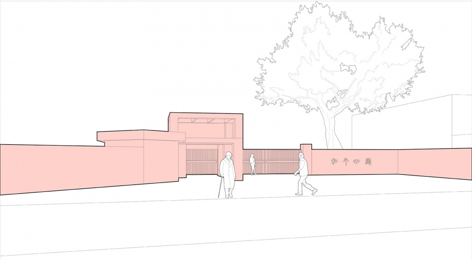 改造前封闭门 renovation of peace parks gate 6 entrance on tianbao road by atelier z