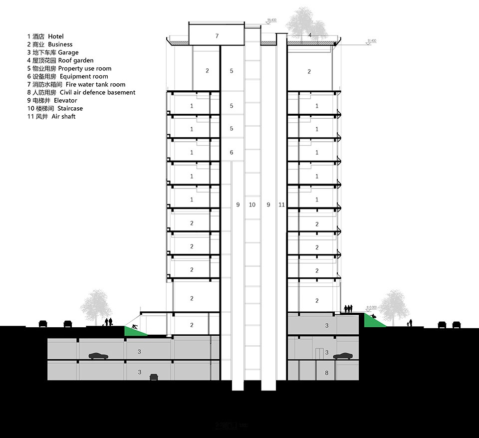 Section B jinan huizhong starry center by sup atelier of thad