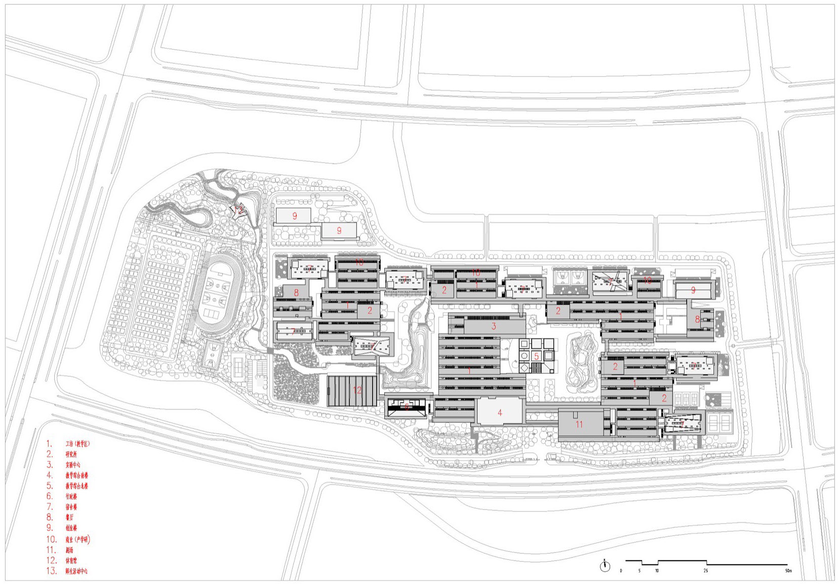 总体总平面 Campus site plan ©FCJZ xfu