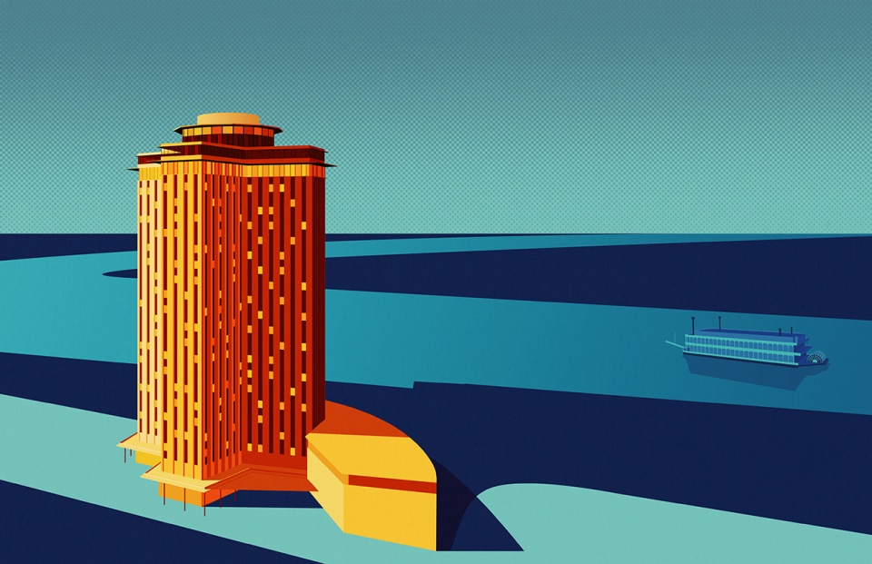 Illustration of landmarks around the world by André Chiote