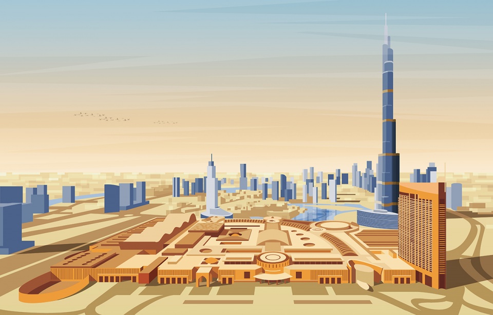 Illustration of landmarks around the world by André Chiote