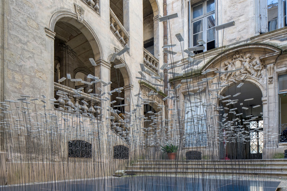 art installation from recycled covid 19 tests by subset