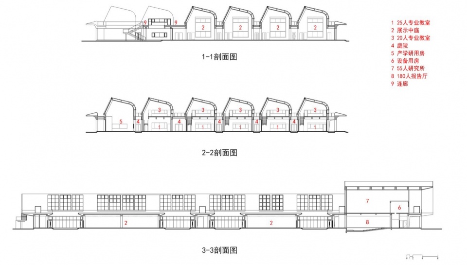 . 3号学舍剖面 Dormitory Building No.3 sections ©FCJZ iwu