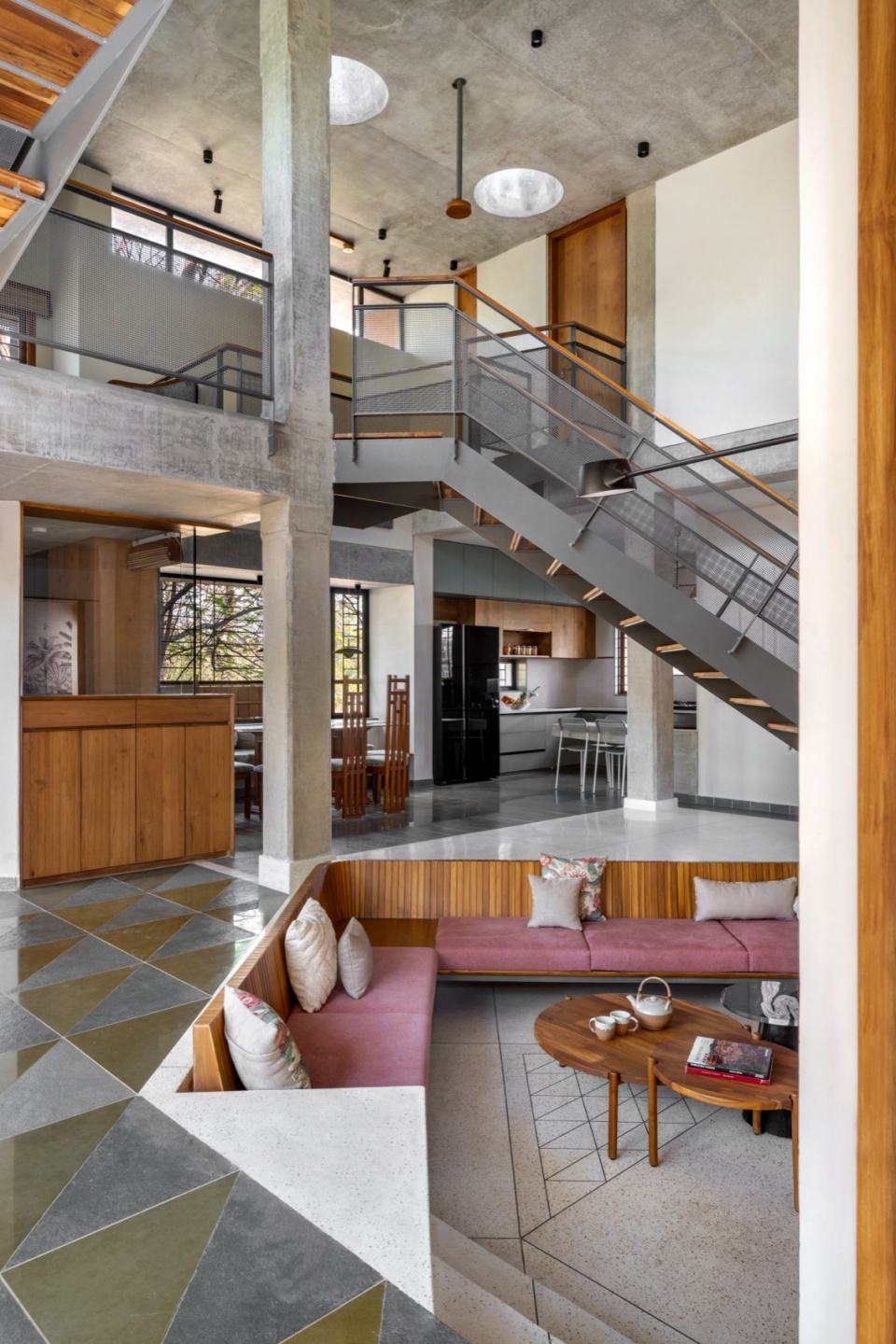 Informal Living room ground floor terra kota house by terra firma architects