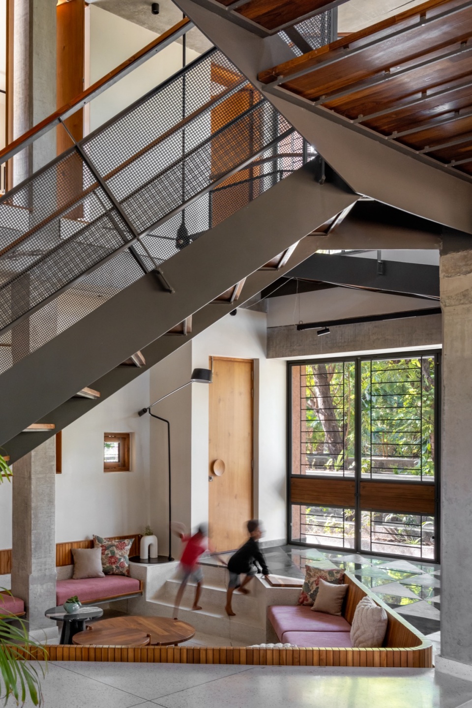 Staircase social space terra kota house by terra firma architects