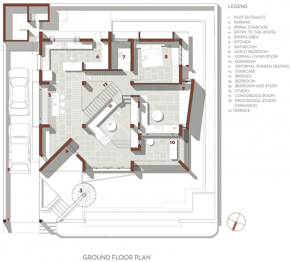 ground floor plan terra kota house by terra firma architects re