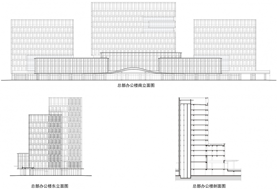 总部办公立面及剖图