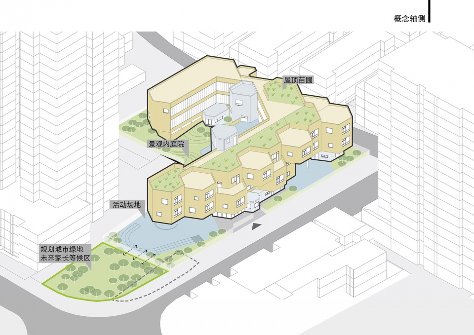 .概念轴侧 jingan yuyao road kindergarten branch by atelier liu yuyang architects