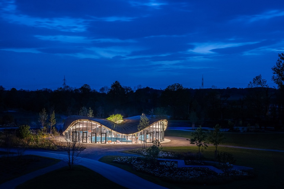 hybrid flax pavilion by intcdc of university of stuttgart
