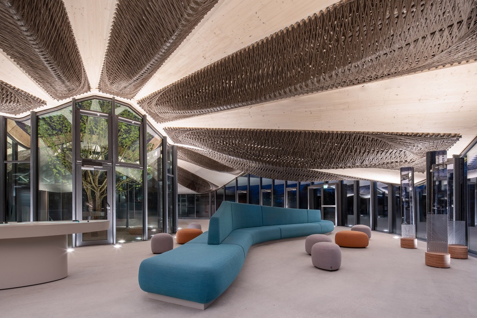 hybrid flax pavilion by intcdc of university of stuttgart