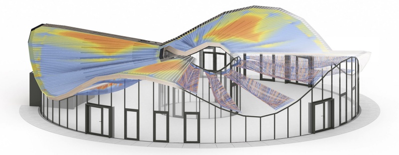 hybrid flax pavilion by intcdc of university of stuttgart