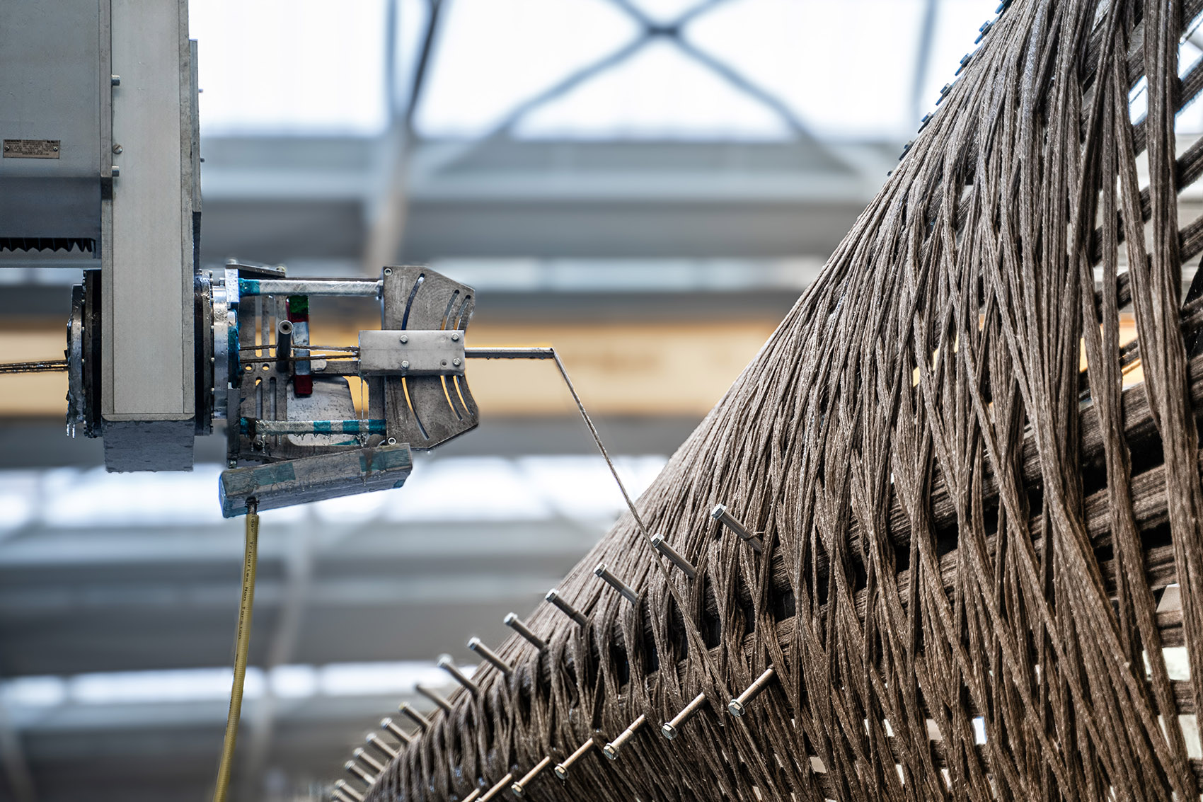hybrid flax pavilion by intcdc of university of stuttgart