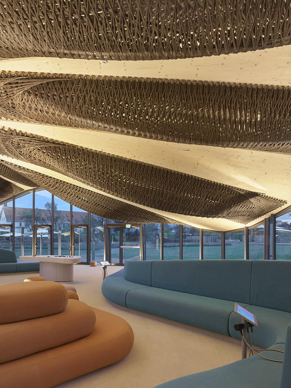 hybrid flax pavilion by intcdc of university of stuttgart