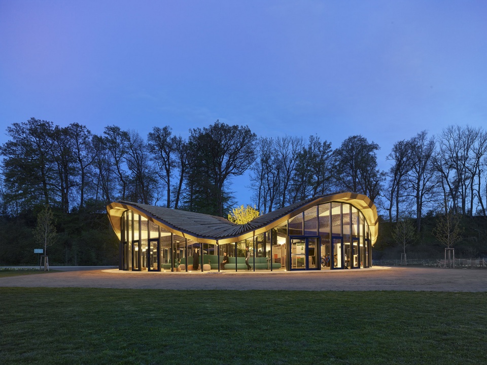 hybrid flax pavilion by intcdc of university of stuttgart