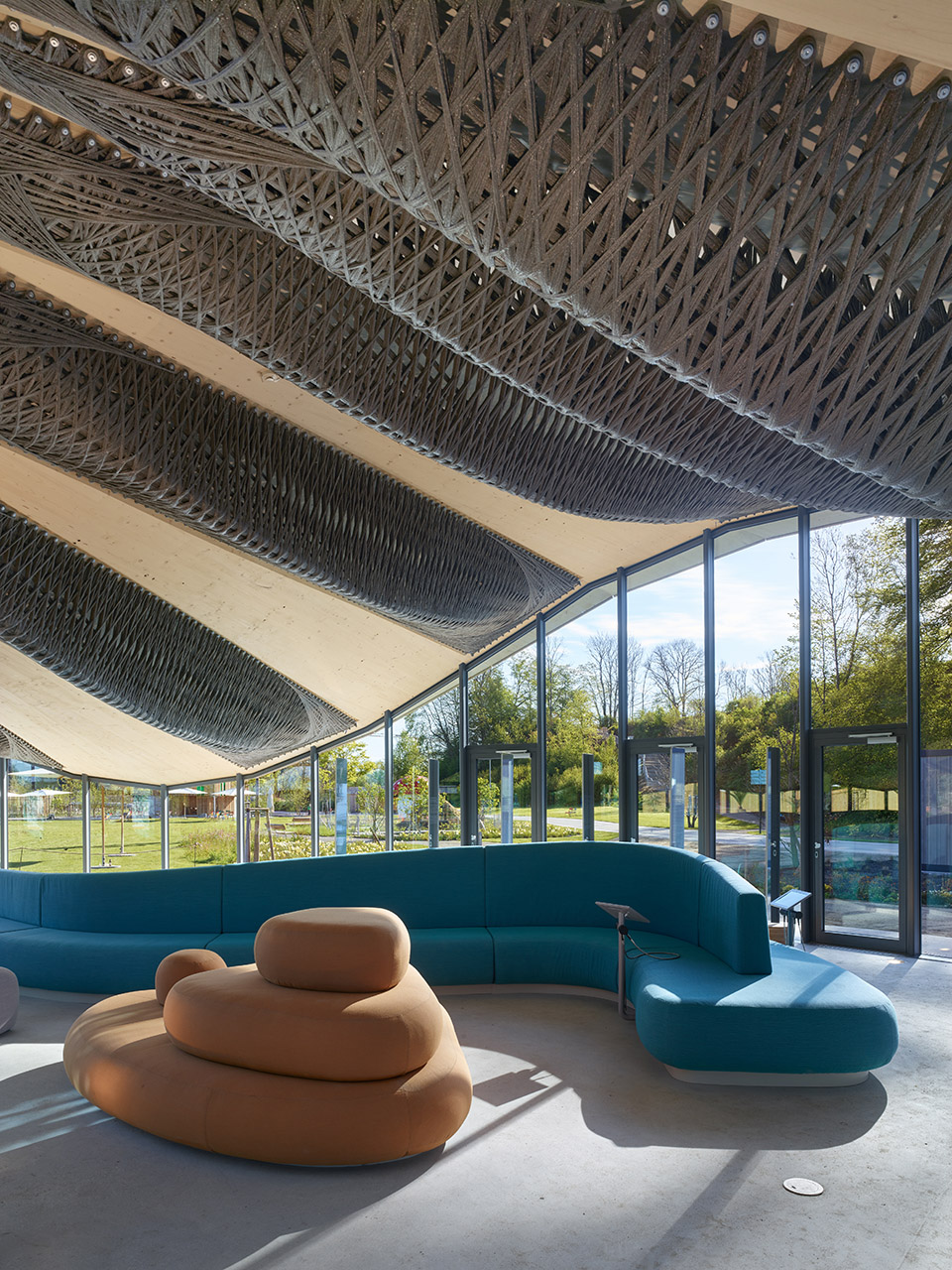 hybrid flax pavilion by intcdc of university of stuttgart