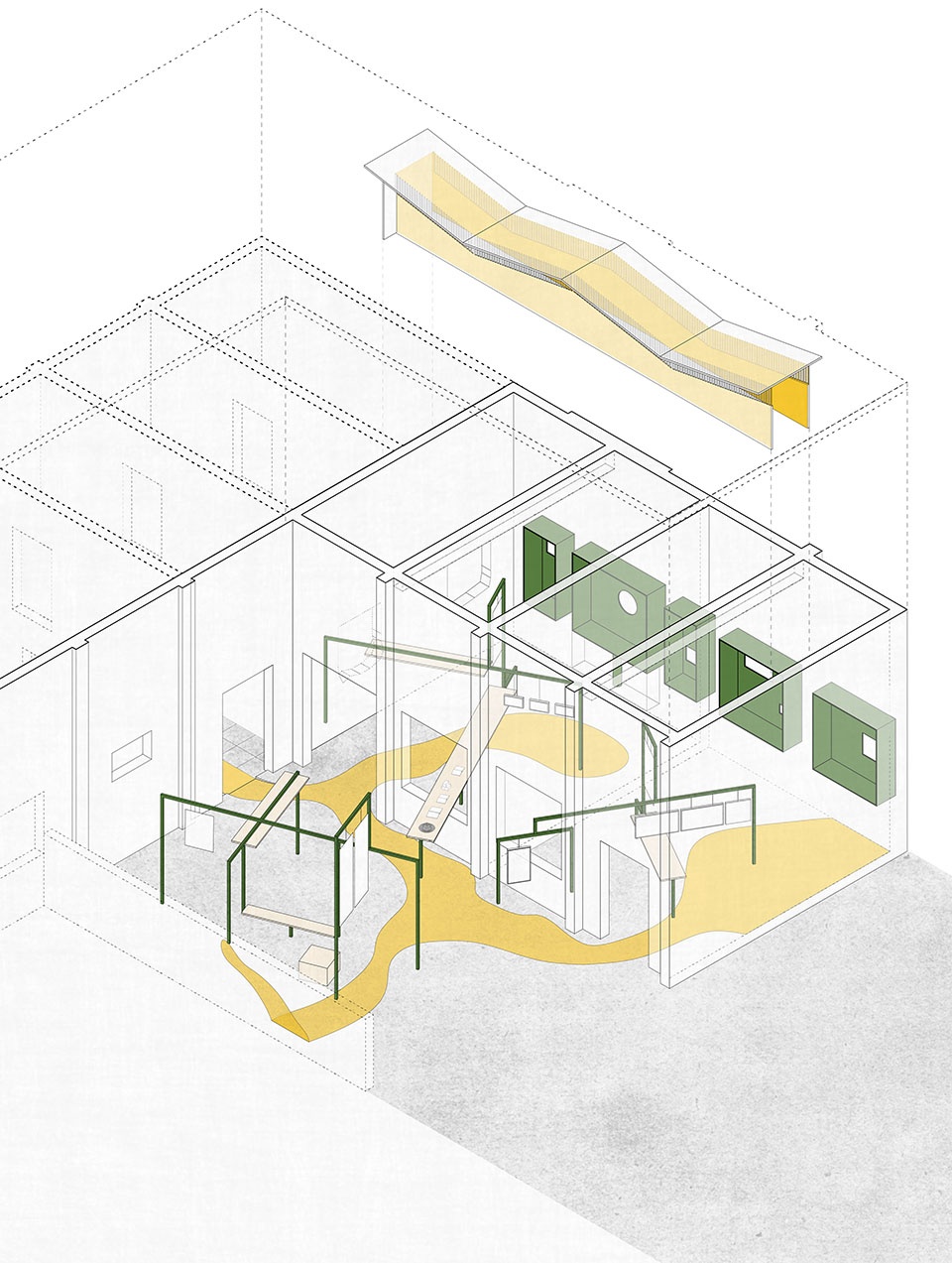 .2南展厅空间轴测图(SWOOP奇袭建筑) start from hushiguang exhibition south gallery space design by swoop