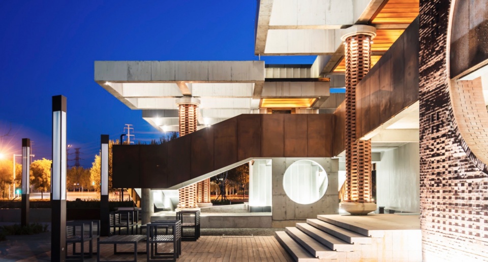 休憩空间夜景,Night view of recreation space(版权所有:CZ工作室)