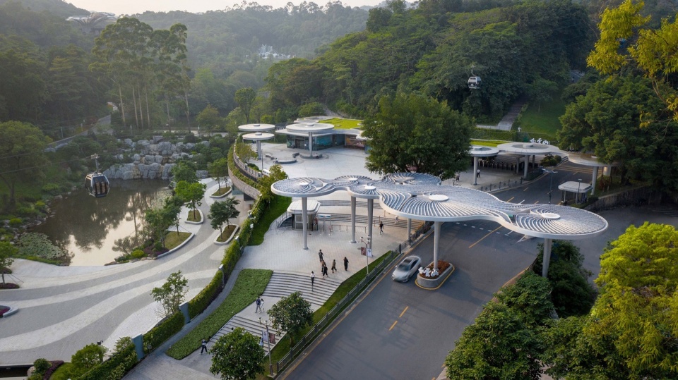 山门云伞鸟瞰 yunshan road south distribution square of baiyun mountain