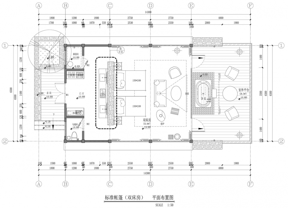 .标准帐篷(双床房)平面图 Layout1 00 shaowu city erdu national forest health tent hotel by dasong architecture design