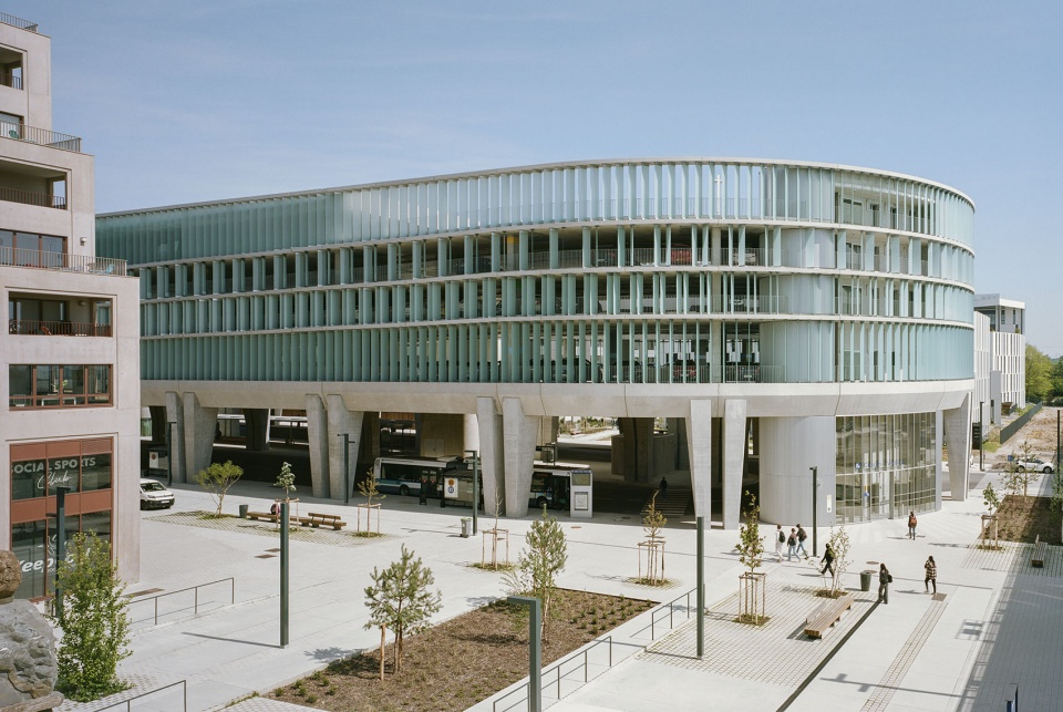 park and ride and bus station by ateliers o s architectes
